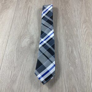 JF J. Ferrar Gray & Blue Plaid Narrow Tie